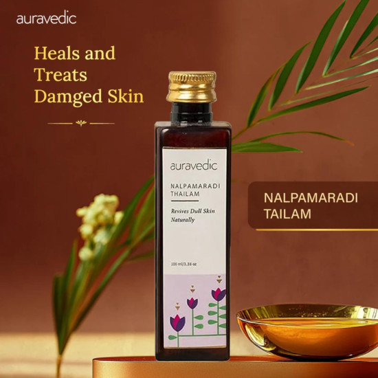 Auravedic Nalpamaradi Thailam for Face Body oil after bath for daily use 100 ml Nalpamaradi oil for Skin Brightening Pigmentation DeTan For Men Women Auravedic Nalpamaradi Thailam for Face Body oil after bath for daily use 100 ml Nalpamaradi oil for Skin Brightening Pigmentation DeTan For Men Women