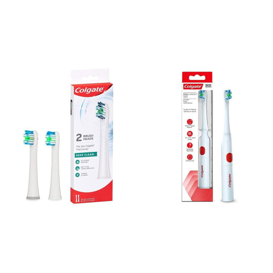 Colgate ProClinical 150 Sonic Battery Powered Electric Toothbrush and Colgate 360 Deep Clean Toothbrush Replacement Brush Heads - Pack of 2