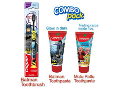 Colgate Kid's USB LED Toothbrush Batman and Motu Patlu Anticavity Toothpaste - 80g and 80 g (Bubble Fruit Flavour paste )
