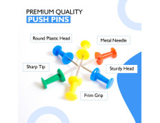 YAJNAS® 100 Pieces Transparent Multicolor Push Pins/Thumb/Tracks Pins & Gem Pins for Notice Boards, Soft Boards, Bulletin Boards, Display Boards—Ideal for Office, Home, School, Shop, Craft Work