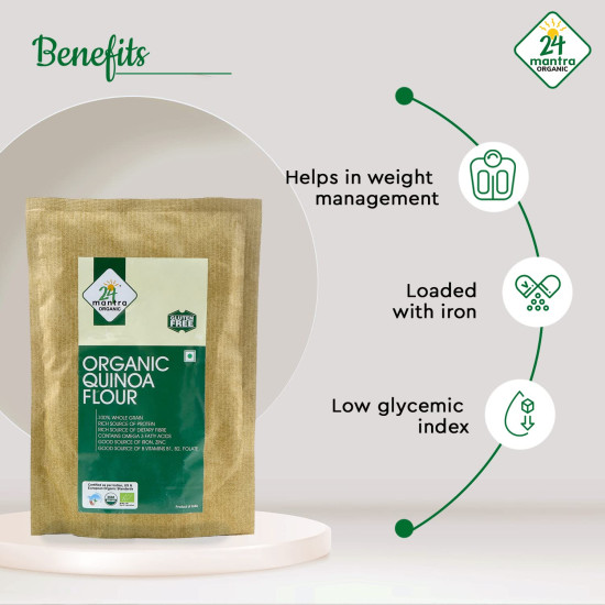 24 Mantra Organic Quinoa Flour - 250gms | Pack of 1 | 100% Organic | Chemical Free & Pesticides Free | Unadulterated