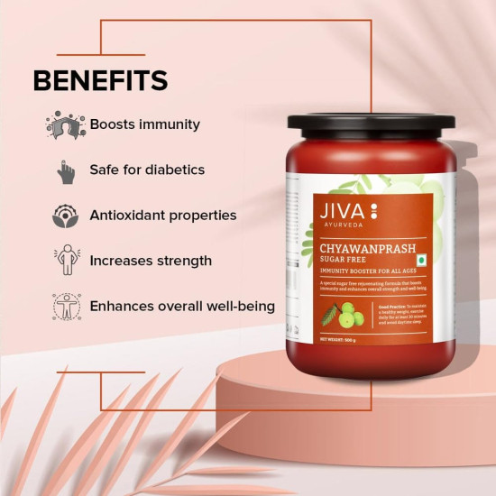 Jiva Sugar Free Chyawanprash | 500gm (Pack of 1) | 100% Pure & Natural | Rich in Vitamin-C No Added Sugar | Natural Rejuvenate & Immunity Booster