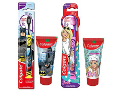 Colgate Kids Anti cavity extra Soft Tongue Cleaner Toothbrush Batman + Barbie & Anticavity Batman + Barbie Toothpaste For Kids - 80g + 80g (Bubble Fruit Flavour) Soft - 1 pc (Free Usb Led)