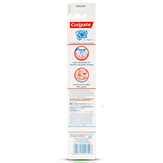 Colgate Kids 0 2 Years Extra Soft Toothbrush (1 Piece), manual, Orange