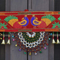 CraftVatika Fabric Traditional Toran Bandarwal Door Hanging Main Door Shubh Labh Wall Hanging Fancy Toran , Multicolor, 927 Millimeters CraftVatika Fabric Traditional Toran Bandarwal Door Hanging Main Door Shubh Labh Wall Hanging Fancy Toran , Multicolor, 927 Millimeters