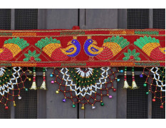 CraftVatika Fabric Traditional Toran Bandarwal Door Hanging Main Door Shubh Labh Wall Hanging Fancy Toran , Multicolor, 927 Millimeters