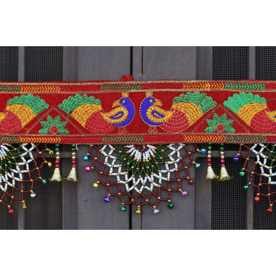 CraftVatika Fabric Traditional Toran Bandarwal Door Hanging Main Door Shubh Labh Wall Hanging Fancy Toran , Multicolor, 927 Millimeters