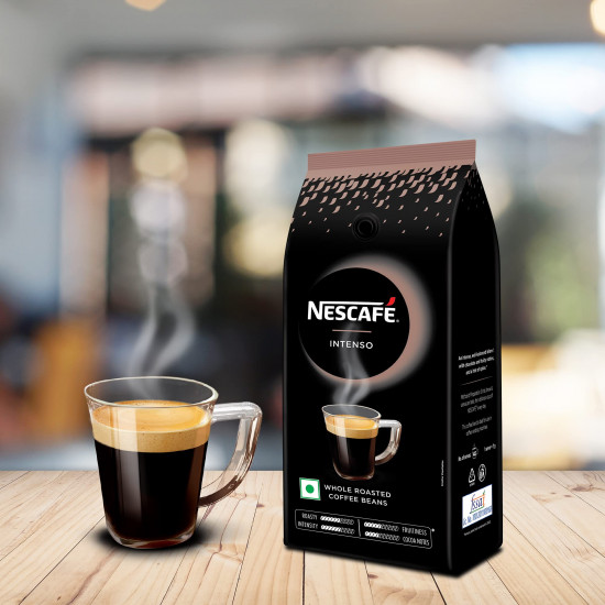 Nescafe Intenso Whole Roasted Coffee Beans, 1Kg Arabica and Robusta Blend, Bag