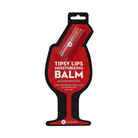 SUGAR Cosmetics Tipsy Lips Moisturing Balm with Vitamin E, Shea Butter and Jojoba Oil | Tinted Lip Balm with SPF | Lip Protection & Nourishment | 4.5gm - 02 Cosmopolitan