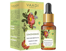 Vaadi Herbals Lemongrass Essential Oil - Reduces Stress & Depression, Prevents Hairfall, Prevents Skin Ageing - 100% Pure Therapeutic Grade, 10 ml