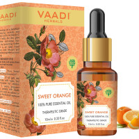 VAADI HERBALS Sweet Orange Essential Oil - Vitamin C Reduces Hairfall, Improves Skin Complexion, Enhances Mood, Loosens Tired Muscles - 100% Pure Therapeutic Grade, 10 ml