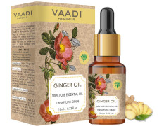 Vaadi Herbals Ginger Essential Oil - Tones Skin, Prevents Hairfall, Soothing Woody Aroma - 100% Pure Therapeutic Grade, 10 ml