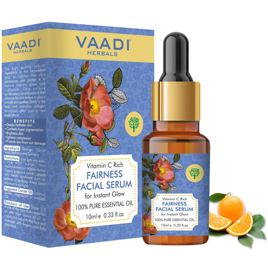 VAADI HERBALS Vitamin C Fairness Facial Serum - Brightens Skin, Lightens Complexion, Protects From Sun Damage, 10 ml