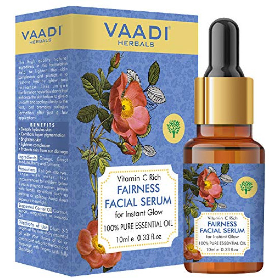 VAADI HERBALS Vitamin C Fairness Facial Serum - Brightens Skin, Lightens Complexion, Protects From Sun Damage, 10 ml