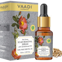 VAADI HERBALS Scar Removal Serum (Pure Mix Of Sandalwood Oil, Steam Distilled Neem & Fenugreek Extract) - Reduces Acne, Dark Spots & Pigmentation, 10 ml