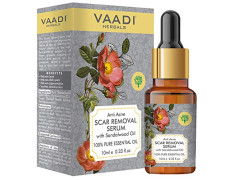 VAADI HERBALS Scar Removal Serum (Pure Mix Of Sandalwood Oil, Steam Distilled Neem & Fenugreek Extract) - Reduces Acne, Dark Spots & Pigmentation, 10 ml