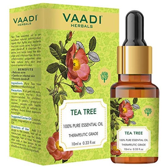 VAADI HERBALS Tea Tree Essential Oil - Reduces Acne, Prevents Dandruff & Hairfall, 10 ml