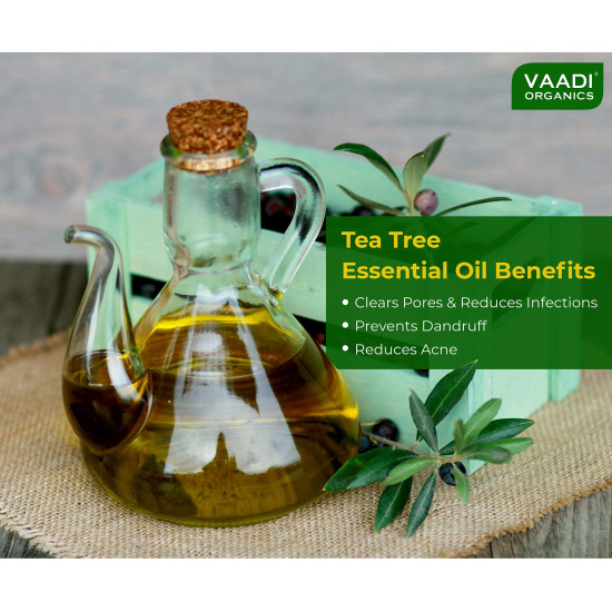 VAADI HERBALS Tea Tree Essential Oil - Reduces Acne, Prevents Dandruff & Hairfall, 10 ml