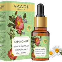 VAADI HERBALS Chamomile Essential Oil - Reduces Blemishes, Evens Skin Tone - Relieves Stress, Better Sleep - 100% Pure Therapeutic Grade, 10 ml