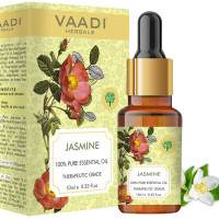 VAADI HERBALS Jasmine Essential Oil - Nourishes Dry & Damaged Hair, Improves Sleep, Uplifts Mood, Reduces Acne & Blemishes - 100% Pure Therapeutic Grade, 10 ml