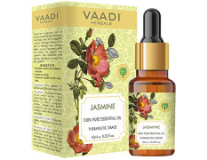VAADI HERBALS Jasmine Essential Oil - Nourishes Dry & Damaged Hair, Improves Sleep, Uplifts Mood, Reduces Acne & Blemishes - 100% Pure Therapeutic Grade, 10 ml