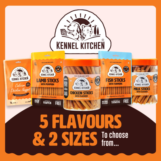 Kennel Kitchen Soft Baked Lamb with Pumpkin Sticks Treats for Dogs, 100g (Pack of 1) | Soft Dog Chew Sticks | Dog Treats for Adult Dogs and Puppies