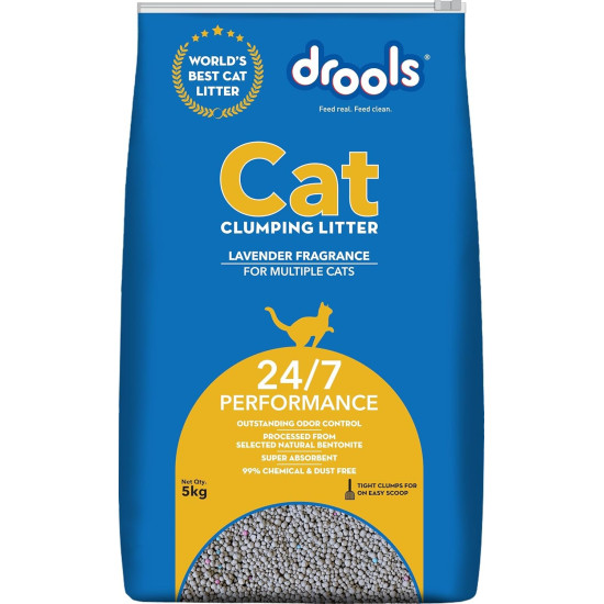 Drools Cat Litter for Multiple Breeds 5kg | Lavender | Pet & People Friendly | Long Lasting | Super Absorbent