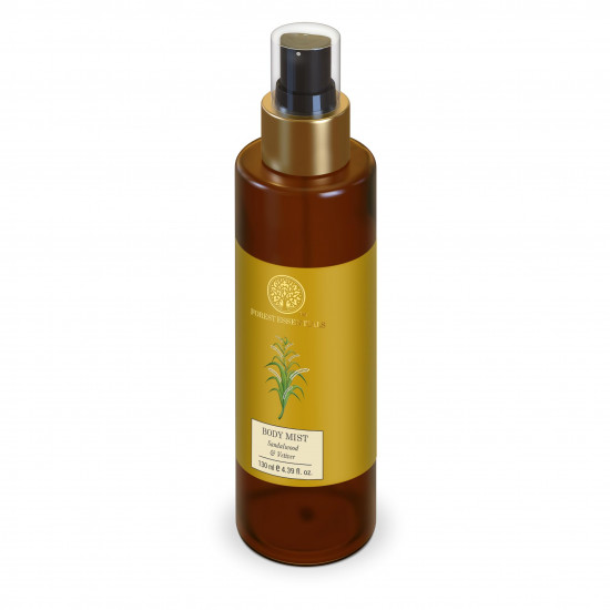 Forest Essentials Body Mist Sandalwood & Vetiver | Natural & Hydrating Body Spray For Men & Women | Luxury Earthy & Woody Fragrance | 130 ml