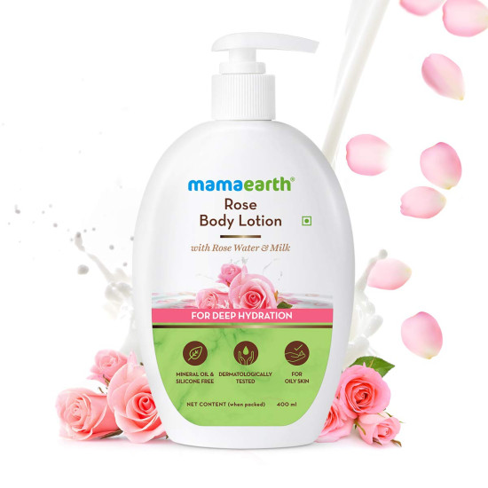 Mamaearth Rose Body Lotion for Men and Women for Dry Skin with Rose Water and Shea Butter for Winter & Summer -400ml