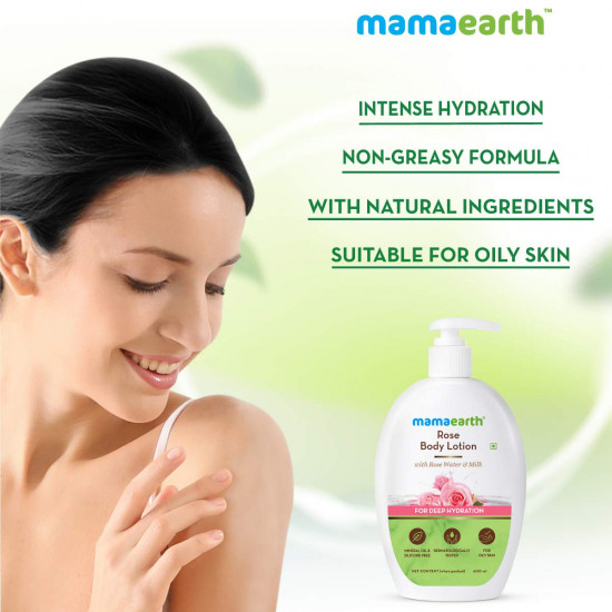 Mamaearth Rose Body Lotion for Men and Women for Dry Skin with Rose Water and Shea Butter for Winter & Summer -400ml