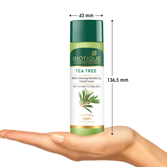 Biotique Tea Tree Skin Clearing Mattifying Facial Toner For Normal To Oily Skin Face Toner, 120Ml | Treats Acne & Pimples, Tightens Pores, Pack of 1