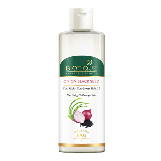 Biotique Onion Black Seed Hair Oil for Silky and Strong Hair, 200ml | Controls Hair Fall, Promotes G