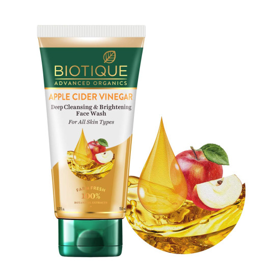 Biotique Apple Cider Vinegar Deep Cleansing Face Wash for All Skin Types, 150ml | Deep Cleansing & E Biotique Apple Cider Vinegar Deep Cleansing Face Wash for All Skin Types, 150ml | Deep Cleansing & E