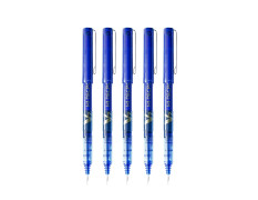 Pilot Hi-Tecpoint V7 0.7mm Fine Point Pure Liquid Ink Roller Ball Pen | Blue Ink, Pack Of 5