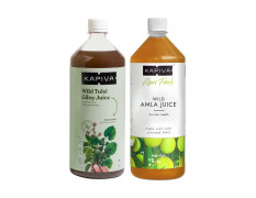 Kapiva Wild Tulsi Giloy 1L + Kapiva Wild Amla Juice 1L | Boosts Immunity and Digestion | Natural Juice Pack | Immunity Boosters for Adults | No Added Sugar