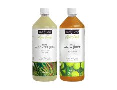 Kapiva Wild Amla 1L + Kapiva Thar Aloe Vera Juice (with Pulp) | Cold-pressed Juice Combo to Help with Glowing Skin, Hair Care, and Detox (1L)