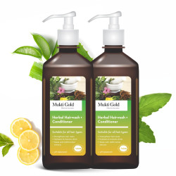 Axiom Mukti Gold Herbal Hairwash + Conditioner | Blend of 15+ Ayurvedic Herbs | For Nourishing Hair, Repairs Dry, Damaged Hair | Paraben & Sulphate Free | For all Hair Types, 400mL (Pack of 2)