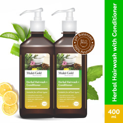 Axiom Mukti Gold Herbal Hairwash + Conditioner | Blend of 15+ Ayurvedic Herbs | For Nourishing Hair, Repairs Dry, Damaged Hair | Paraben & Sulphate Free | For all Hair Types, 400mL (Pack of 2)