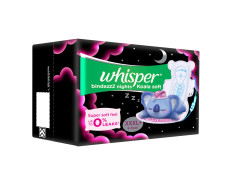 WHISPER BINDAZZZ NIGHTS KOALA SOFT SANITARY PADS, 8 XXXL+ PADS, UPTO 0% LEAKS, 85% LONGER & WIDER BACK, SUPER SOFT TOPSHEET, DOUBLE HUG WINGS, DISPOSABLE WRAPPER, for women