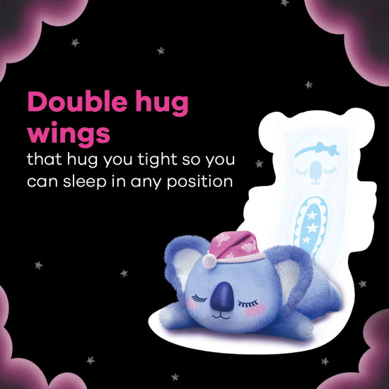 WHISPER BINDAZZZ NIGHTS KOALA SOFT SANITARY PADS, 8 XXXL+ PADS, UPTO 0% LEAKS, 85% LONGER & WIDER BACK, SUPER SOFT TOPSHEET, DOUBLE HUG WINGS, DISPOSABLE WRAPPER, for women WHISPER BINDAZZZ NIGHTS KOALA SOFT SANITARY PADS, 8 XXXL+ PADS, UPTO 0% LEAKS, 85% LONGER & WIDER BACK, SUPER SOFT TOPSHEET, DOUBLE HUG WINGS, DISPOSABLE WRAPPER, for women