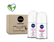 NIVEA Roll On Deodorants, Whitening Smooth Skin and Pearl & Beauty (Pack of 2) - in Eco-Friendly NIVEA Care Box | For Women | Beautiful Underarms & 48H Protection, 100 ml