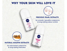 NIVEA Roll On Deodorants, Whitening Smooth Skin and Pearl & Beauty (Pack of 2) - in Eco-Friendly NIVEA Care Box | For Women | Beautiful Underarms & 48H Protection, 100 ml