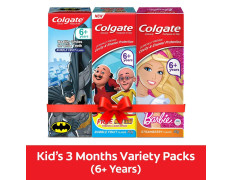 Colgate Kids Toothpaste Batman + Barbie + Motu Patlu Anticavity Toothpaste For Kids - 80g + 80g + 80g (Bubble Fruit Flavour) (Free USB LED)