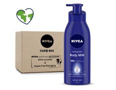 NIVEA Body Lotion, Nourishing Body Milk, 400 ml - in Eco-Friendly NIVEA Care Box | For Very Dry Skin | 2x Almond Oil