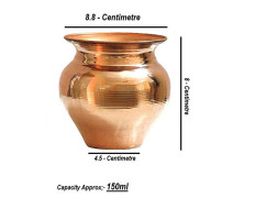 Kanshita's Rasoiware Handmade 100% Copper Lota | Tambe Ka Lota for Drinking Water | Kalash for Pooja - 200ml