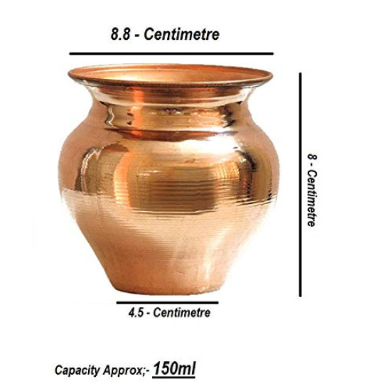 Kanshita's Rasoiware Handmade 100% Copper Lota | Tambe Ka Lota for Drinking Water | Kalash for Pooja - 200ml