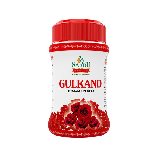 Sandu Gulkand (Pravalyukta) | Made Using Organic Hand-Picked Rose Petals | Excellent Coolant (400 g)