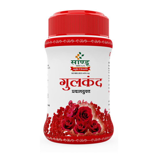 Sandu Gulkand (Pravalyukta) | Made Using Organic Hand-Picked Rose Petals | Excellent Coolant (400 g)