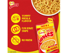 Saffola Oodles, Instant Noodles, Ring Shape, Yummy Masala Flavour, No Maida, Whole Grain Oats, 8 x 46g Pouch (8 serves)