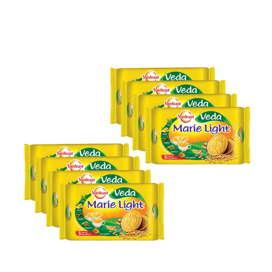 Sunfeast Veda Marie Light (Stay Fresh), 250g - Pack of 8